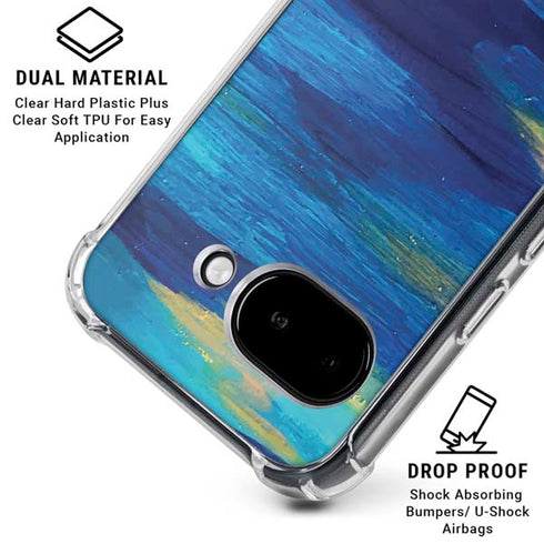 Ocean Blue Brush Stroke by Etta Vee Google Pixel 9a Clear Case